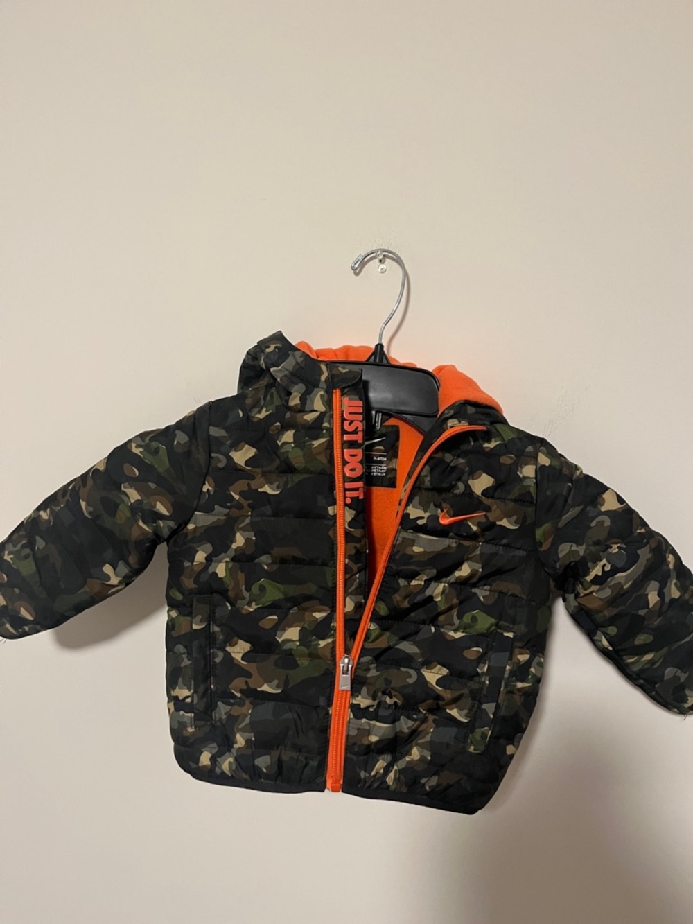 Nike Kids Camo Jacket with Bright Orange Accents